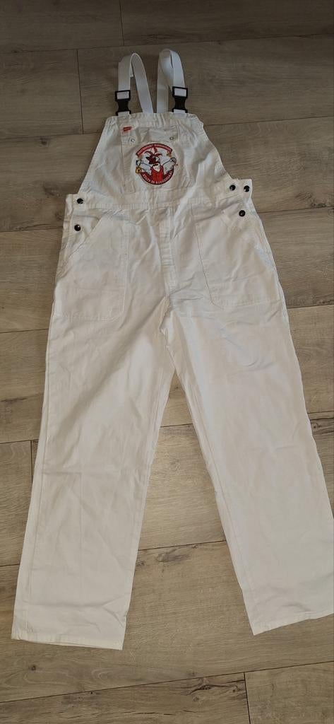 Witte Tuinbroek Carnaval XL, Carnaval, Maat 46/48 (XL) of groter, Ophalen of Verzenden, Kleding