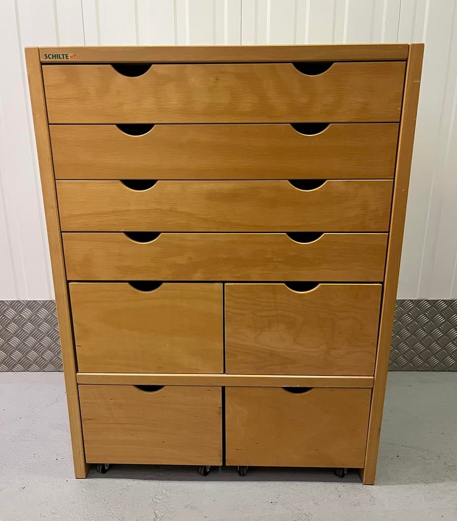 Vintage papierkast knutselkast Schilte schoolkast, Huis en Inrichting, Kasten | Ladekasten, Ophalen, 50 tot 100 cm, Zo goed als nieuw