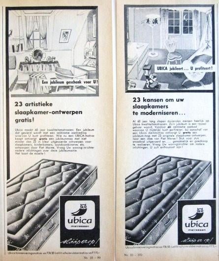 10 vintage advertenties reclames matrassen 35-60 bedden bed, Ophalen of Verzenden, Gebruikt, Overige typen