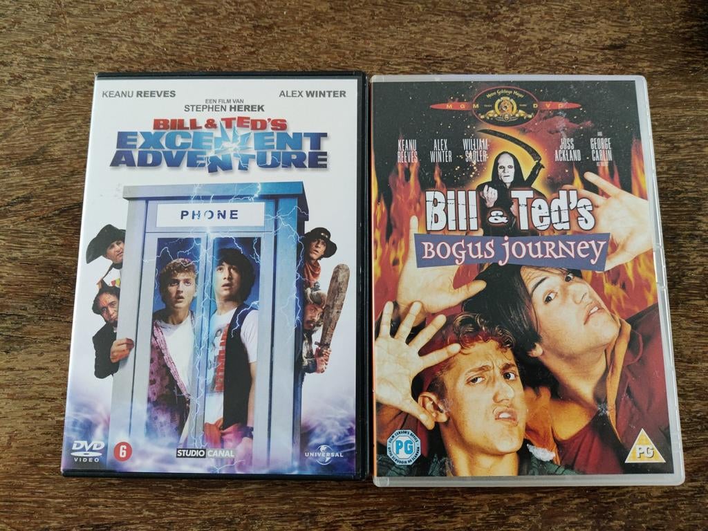 Bill & Ted's Excellent Adventure + Bogus journey 2 dvd's, Alle leeftijden, Ophalen of Verzenden, Zo goed als nieuw, Actiekomedie