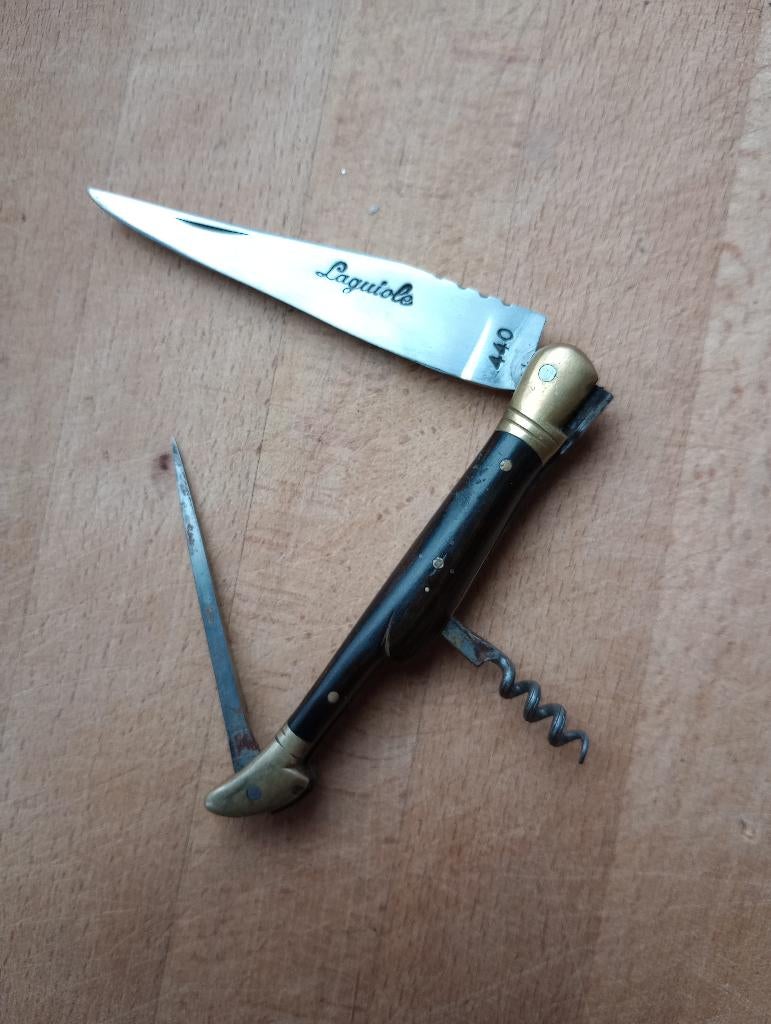 Laguiole zakmes mes priem kurkentrekker aanzetstaal, Ophalen of Verzenden, Gebruikt