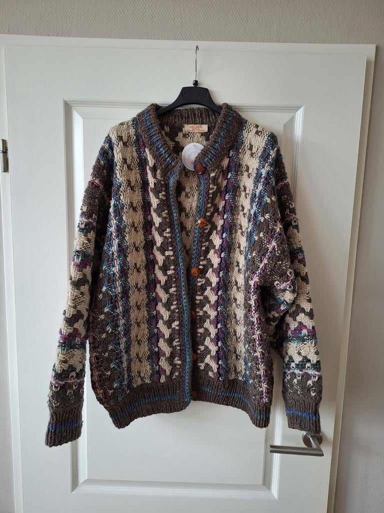 Vintage 100% wollen vest Handmade Equador, Vintage, Ophalen of Verzenden, Maat 42/44 (L), Bruin