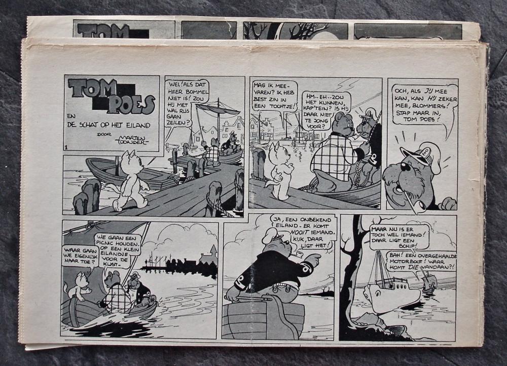 Tom Poes en de schat op het eiland 1948 Ons Vrije Nederland, Verzenden, Olivier B, Bommel en Tom Poes, Zo goed als nieuw, Overige typen