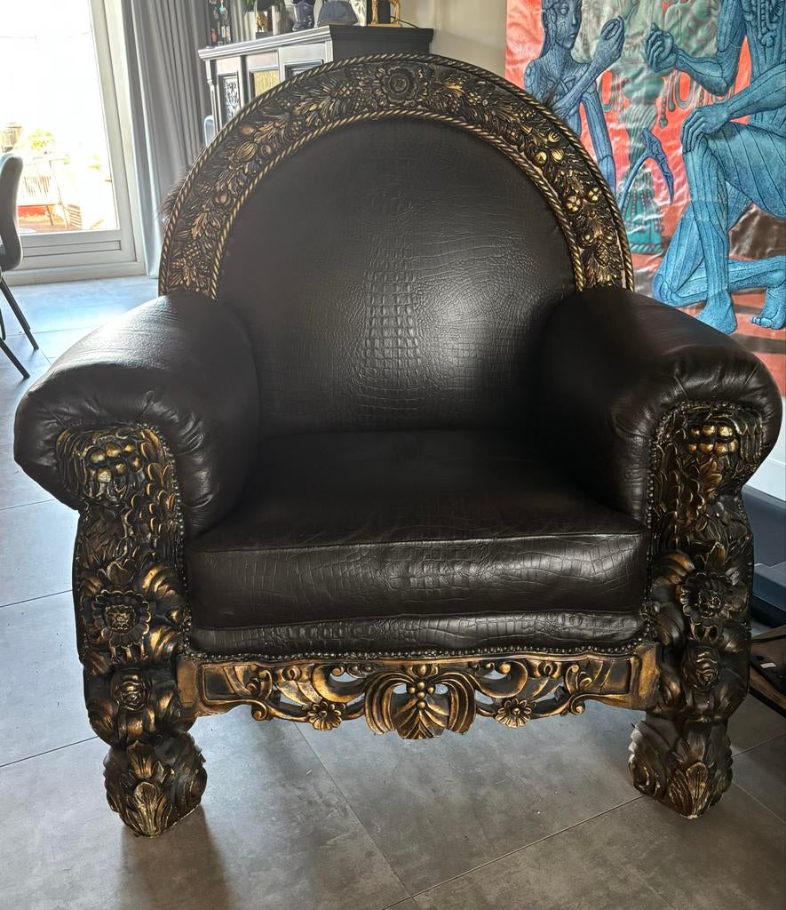 Luxe barok fauteuil met uniek design-graag inbox bericht, Ophalen, Minder dan 75 cm, Leer, Zo goed als nieuw