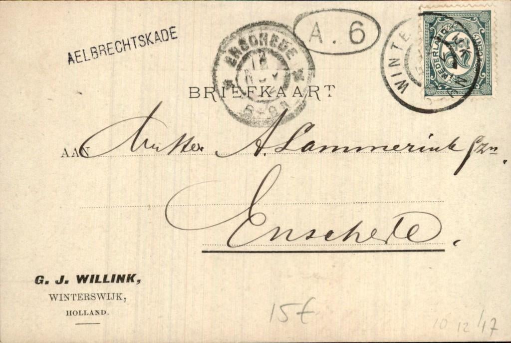Winterswijk - Briefkaart - G. J. Willink, Verzamelen, Ophalen of Verzenden, Voor 1920, Gelopen, Gelderland
