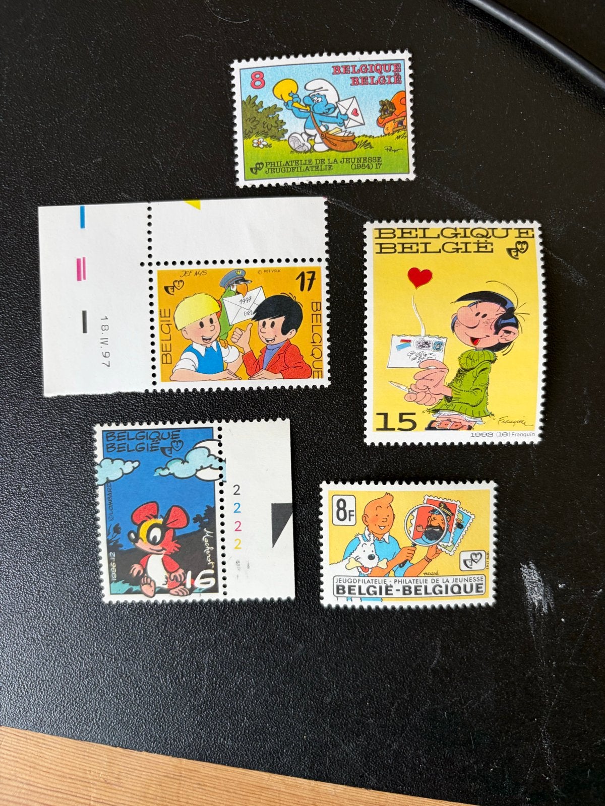 Set van 5 Belgische postzegels met stripfiguren, Postzegels en Munten, Ophalen of Verzenden, Frankeerzegel, Gestempeld, Overig