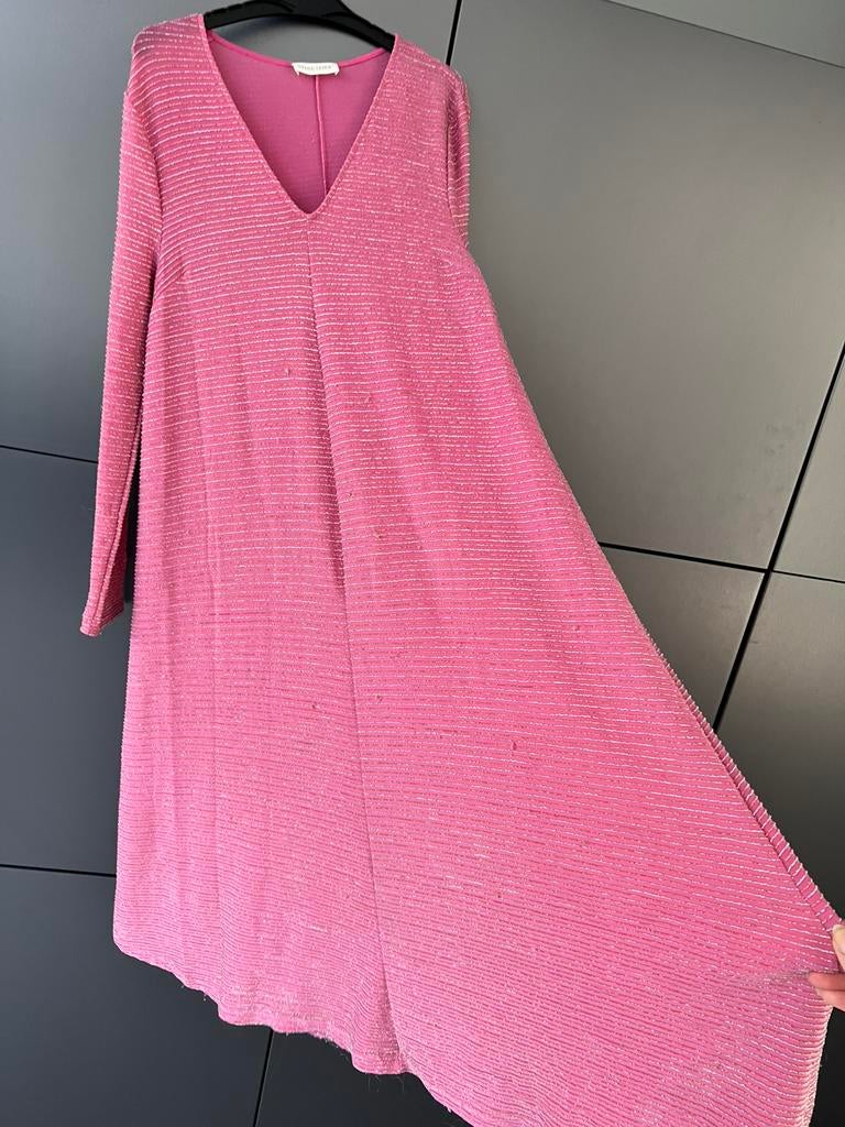 STINE GOYA FUCHSIA OVERSIZED JURK MAXIJURK LANGE MOUWEN M L, Maat 38/40 (M), Ophalen of Verzenden, Zo goed als nieuw, Roze