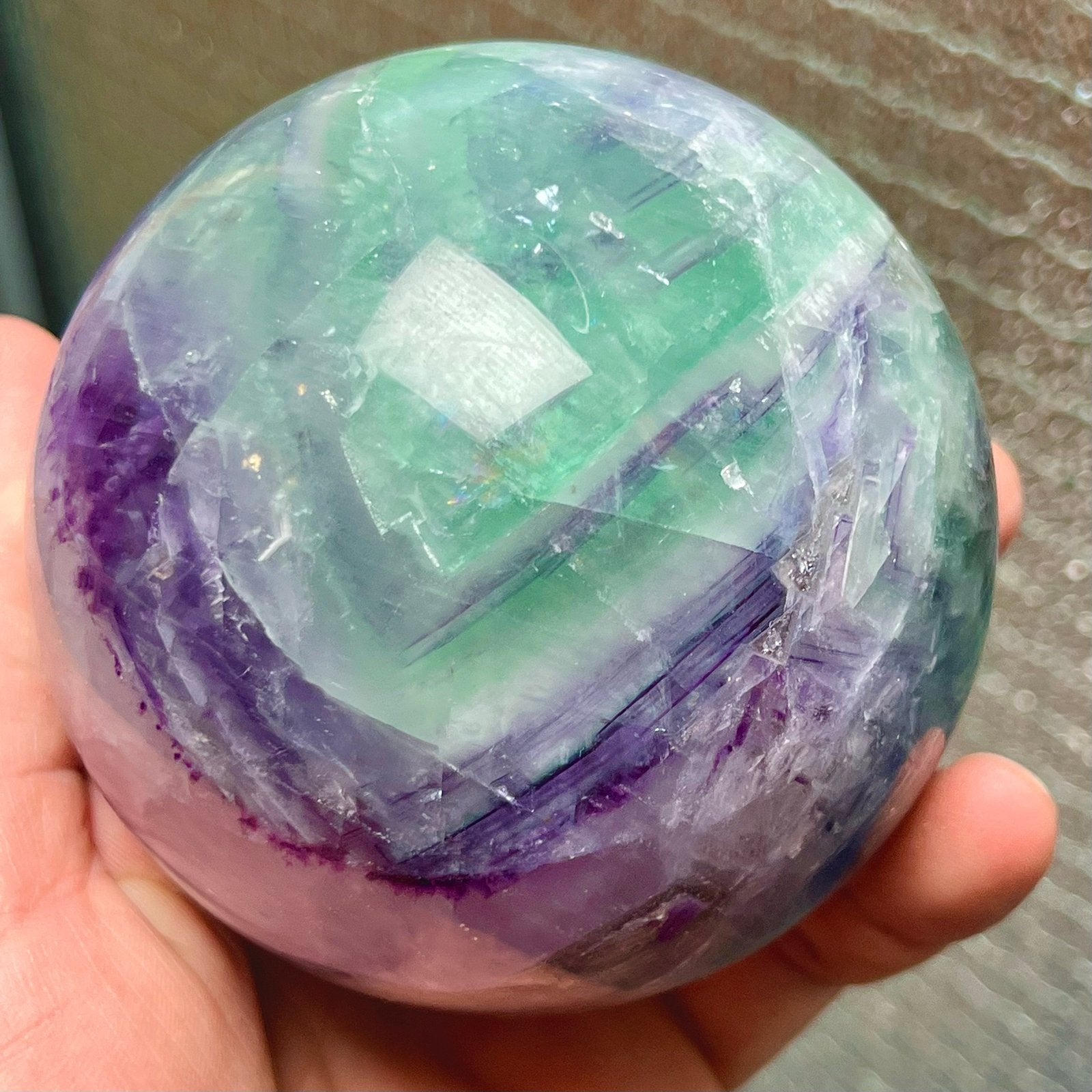 Grote Fluoriet Multikleur Bol - 1356g, 9.4cm doorsnede, Ophalen of Verzenden, Mineraal