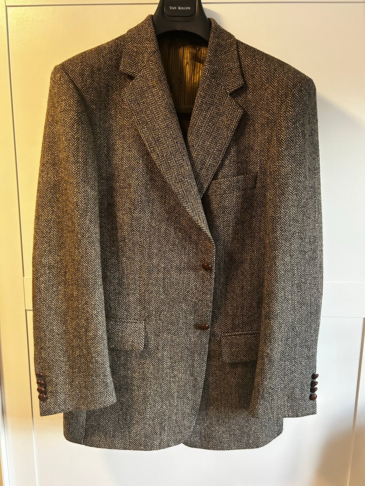 Harris Tweed Colbert Mario Barutti met suède elleboogstukken, Kleding | Heren, Ophalen of Verzenden, Zo goed als nieuw, Maat 52/54 (L)