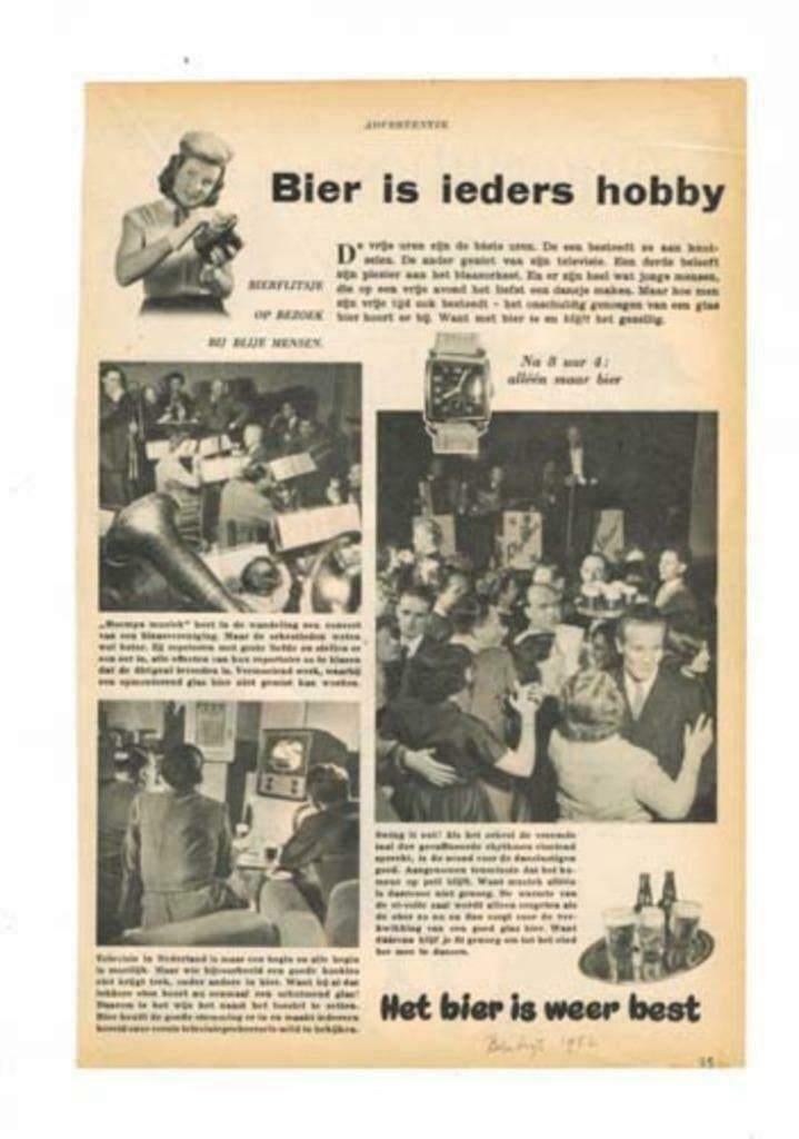 Bier - 11 Advertenties uit Tijdschrift 1951/52, Ophalen of Verzenden, 1940 tot 1960, Knipsel(s)