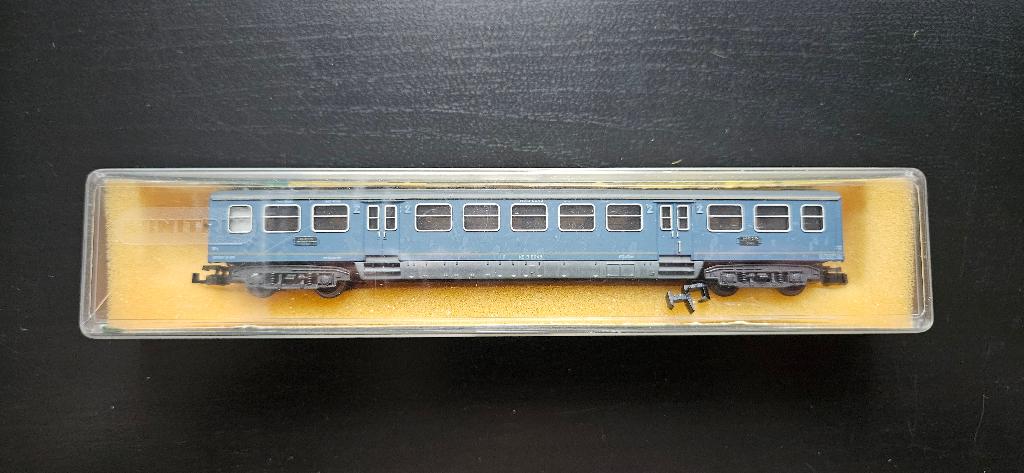 Minitrix 13020 blauwe wagon, Gebruikt, Gelijkstroom, Trix, Wagon