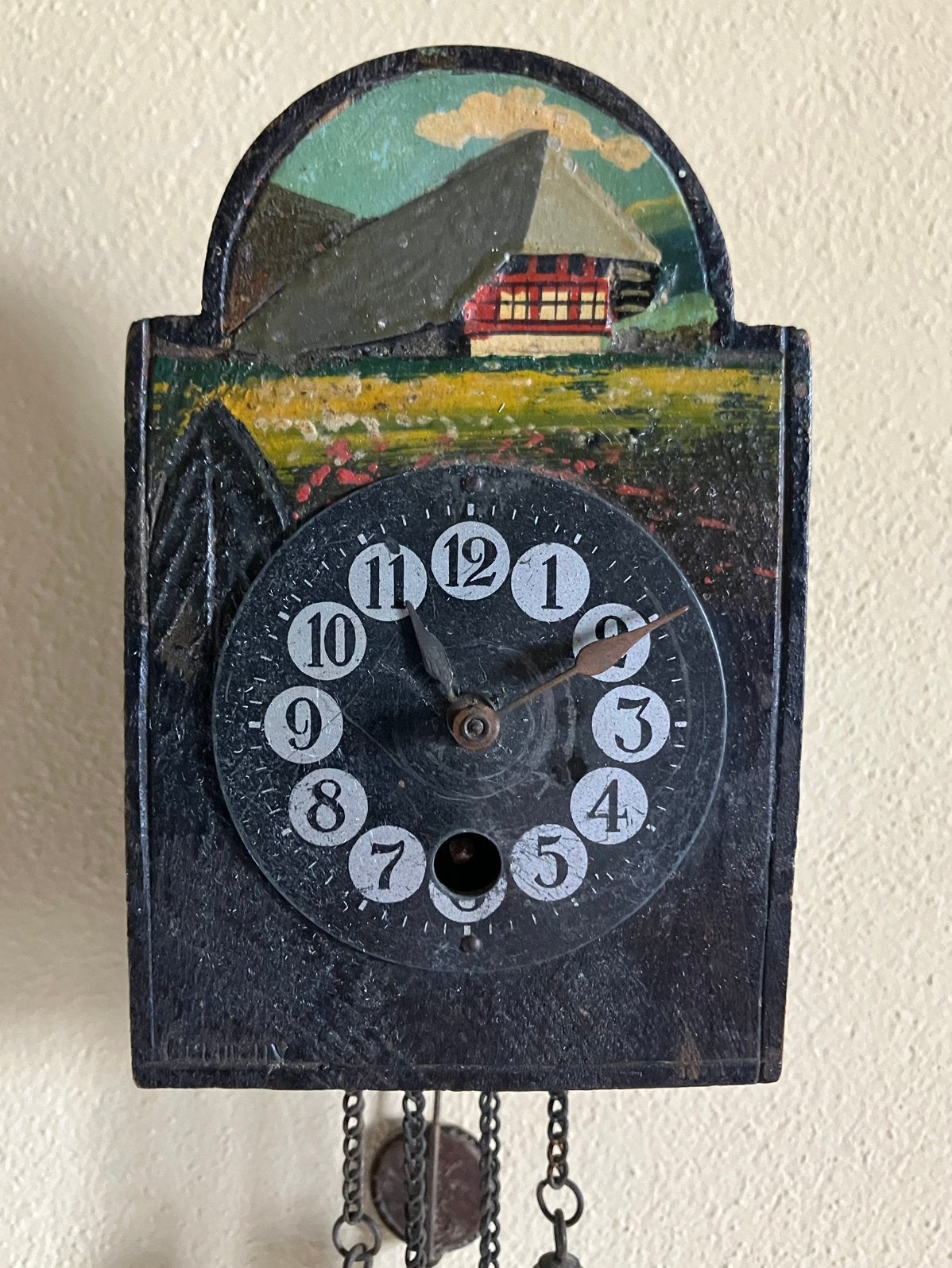❤️ ANTIEK Zwarte Woud MINIATUUR klokje pendulette Duits klok, Ophalen of Verzenden