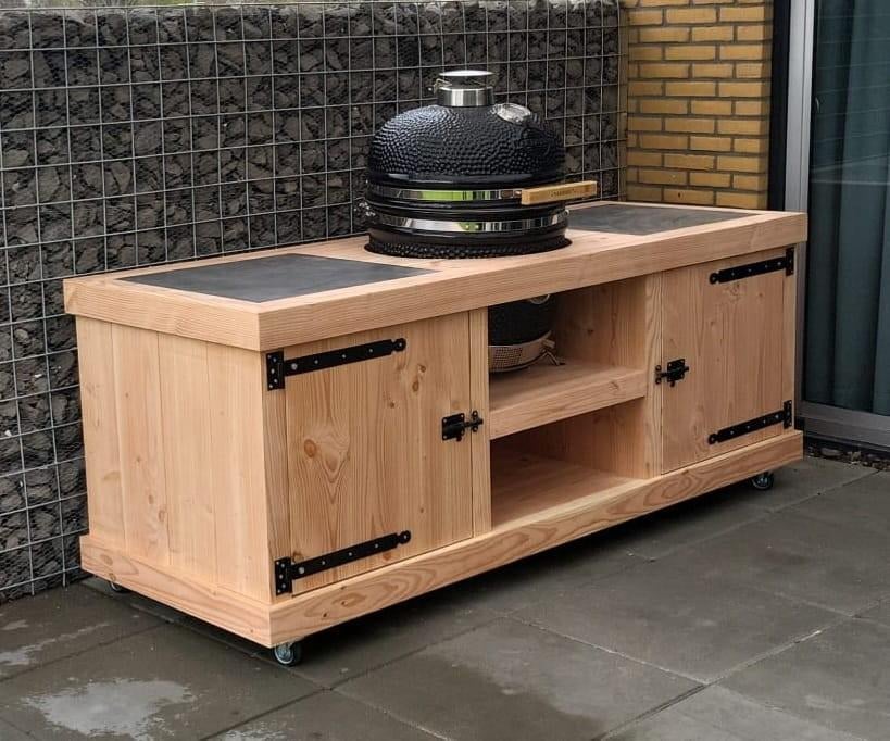 Douglas Houten Buitenkeuken voor Kamado BBQ's, Houtskool, Nieuw, Ophalen of Verzenden, Zelfgemaakt
