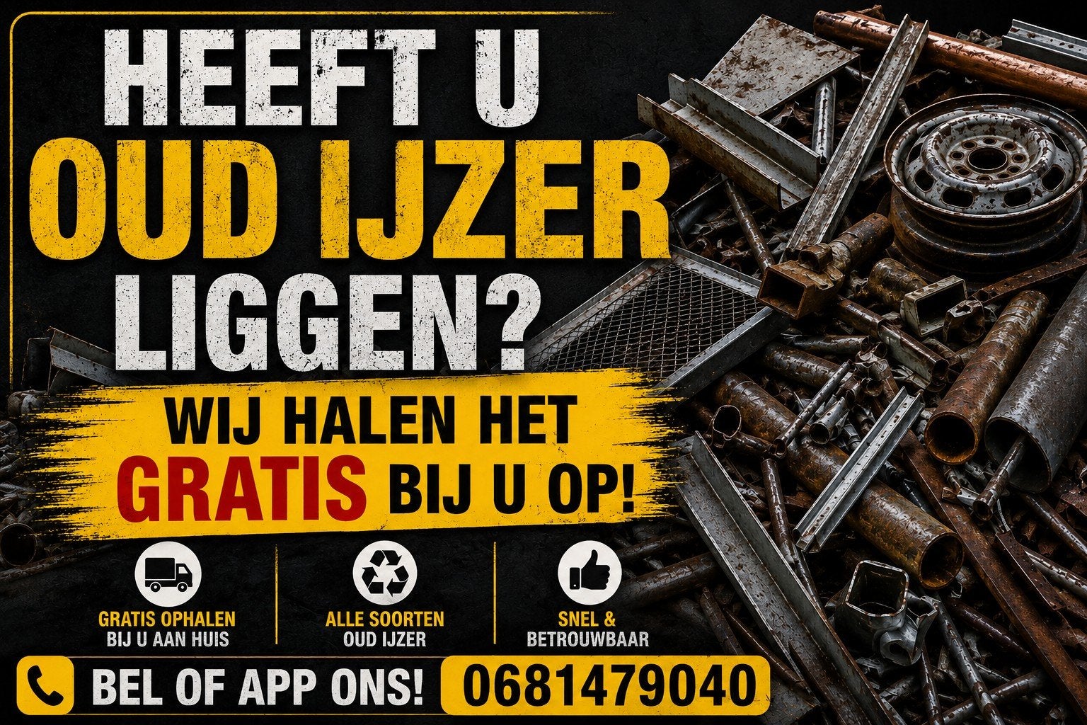 Gratis ophalen oud ijzer, Ophalen of Verzenden