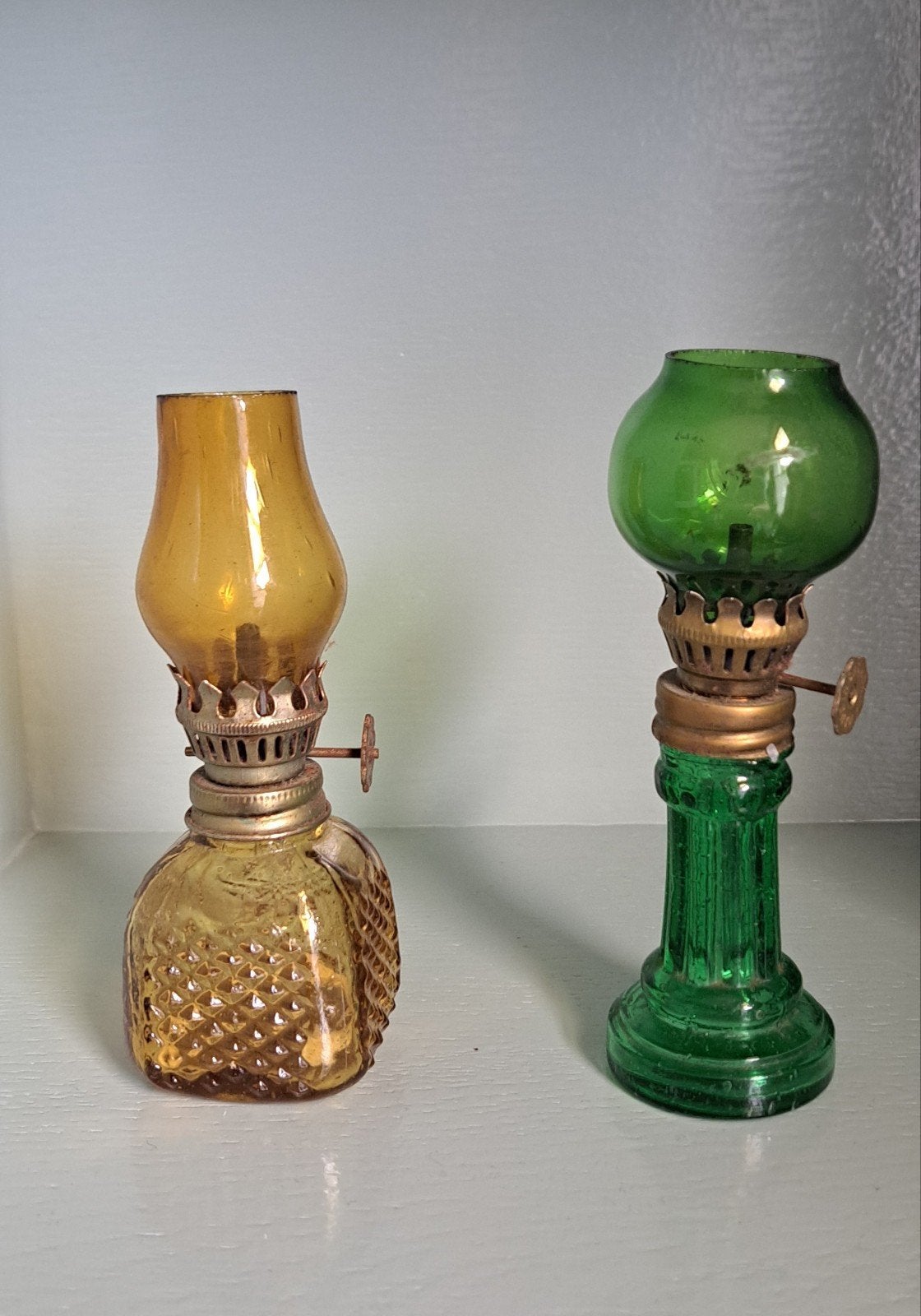 vintage olielampjes 2 stuks, Ophalen of Verzenden, Glas