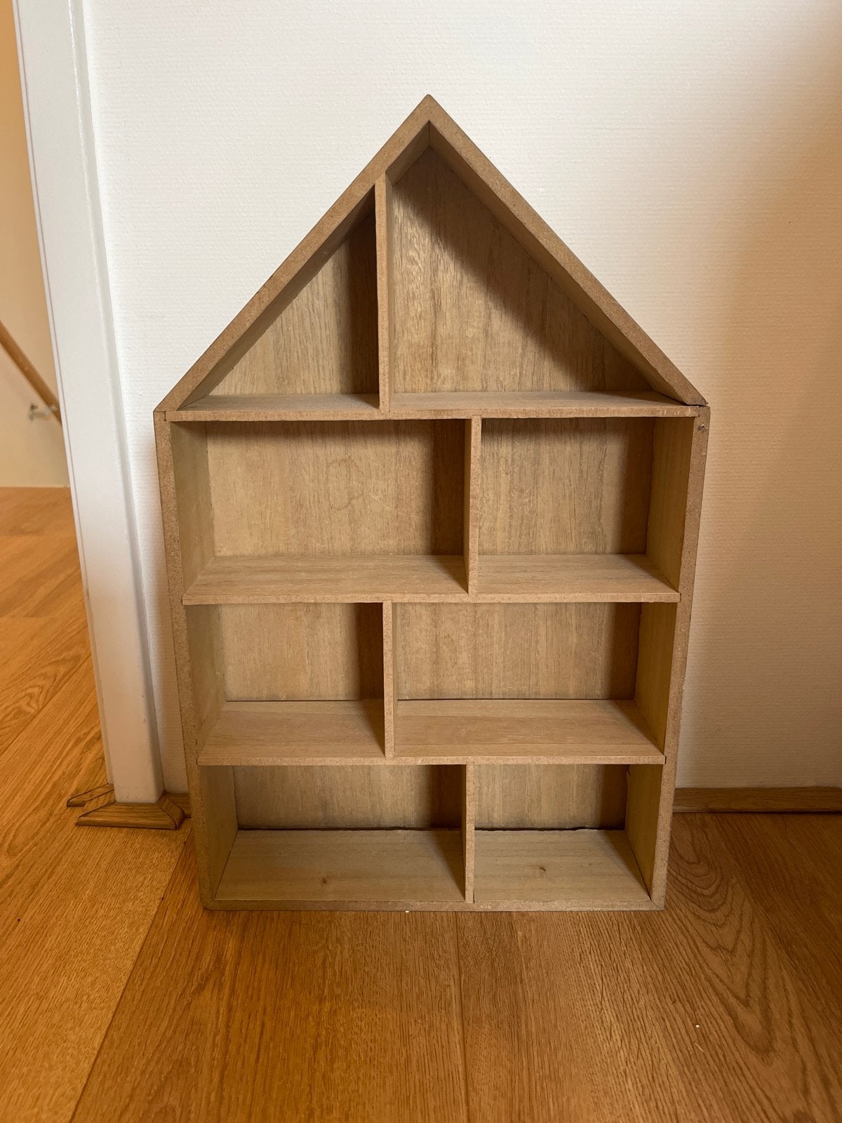 Houten wanddecoratie kinderkamer - huisje met vakjes, Ophalen, Gebruikt, Hout, Decoratieobject