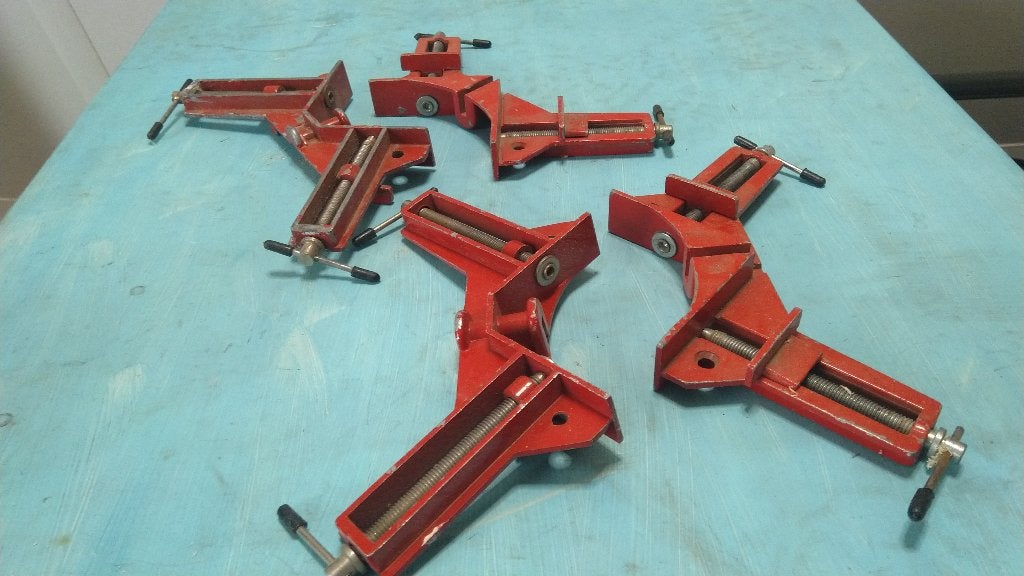 4x Verstek lijmklemmen, Doe-het-zelf en Verbouw, Gereedschap | Handgereedschap, Ophalen, Gebruikt, Klem