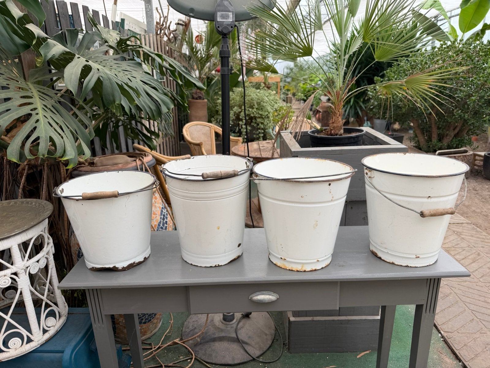 Set van 4 emaille emmers. Brocante., Overige materialen, Gebruikt, Rond, Ophalen of Verzenden