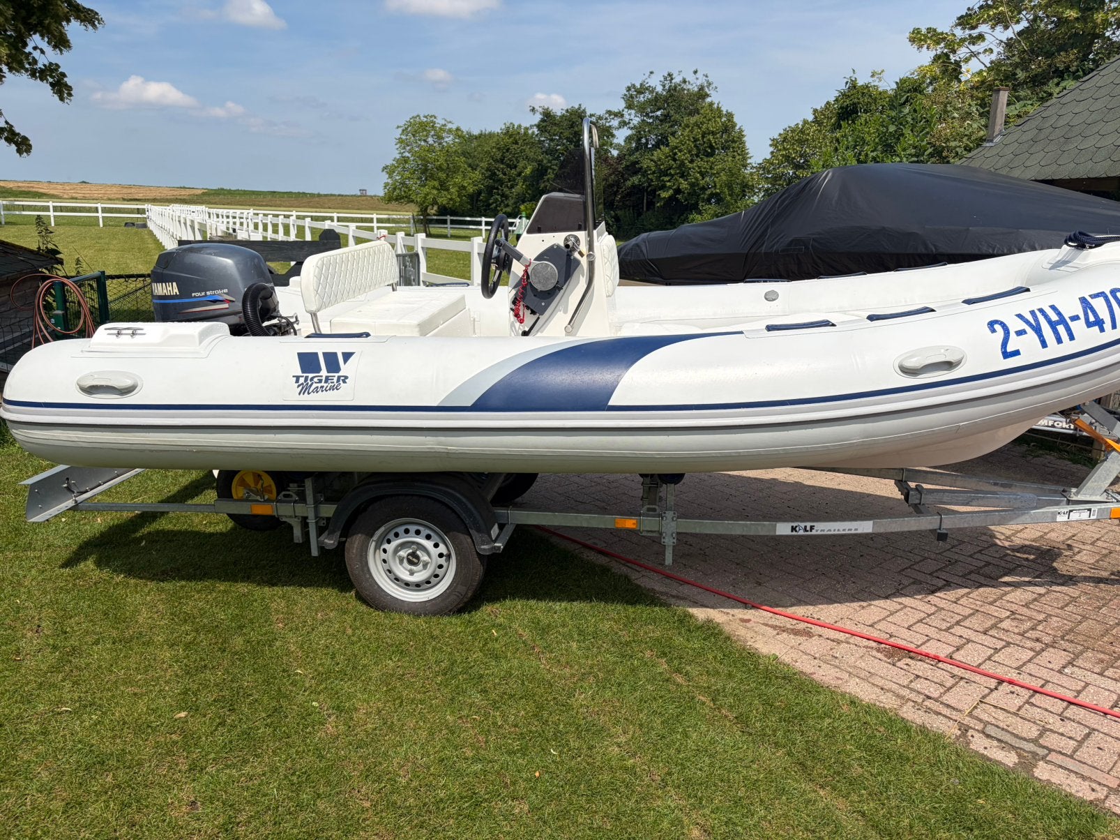 Tigermarine RIB inclusief motor en trailer, Watersport en Boten, Rubberboten, Ophalen, Zo goed als nieuw, Inclusief motor, Yamaha