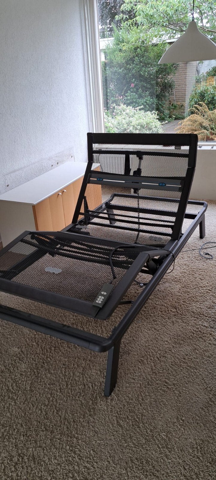 Auping bed verstelbaar 100 x 207 35 cm hoog, Ophalen, Eenpersoons, Zwart, Metaal