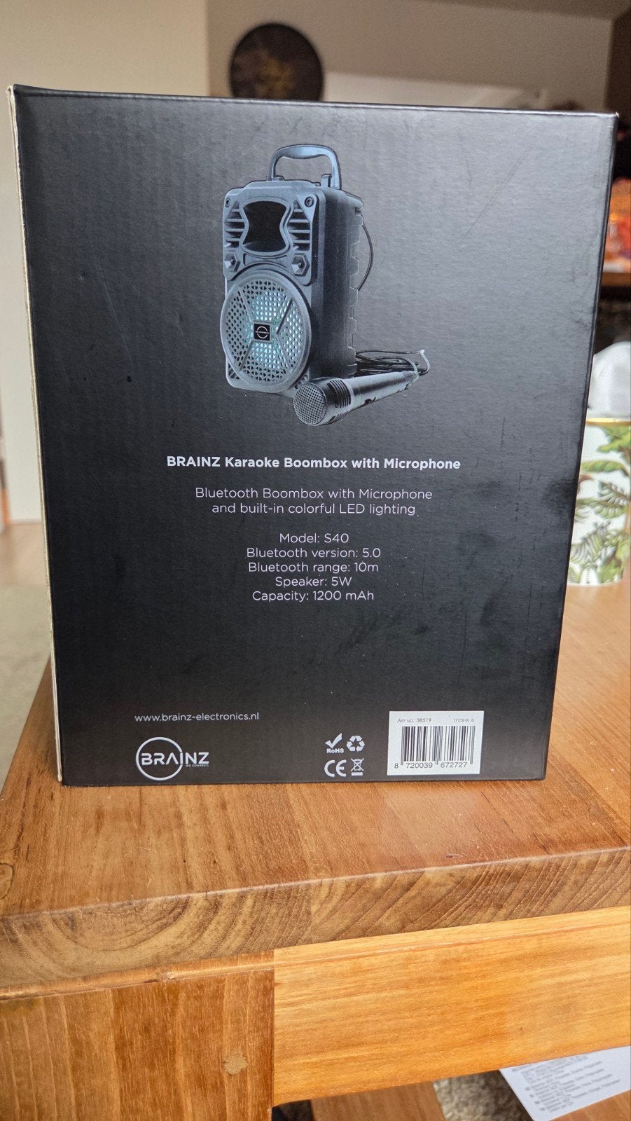 BRAINZ Karaoke Boombox met Microfoon - Bluetooth Speaker, Ophalen of Verzenden, Nieuw, Complete set
