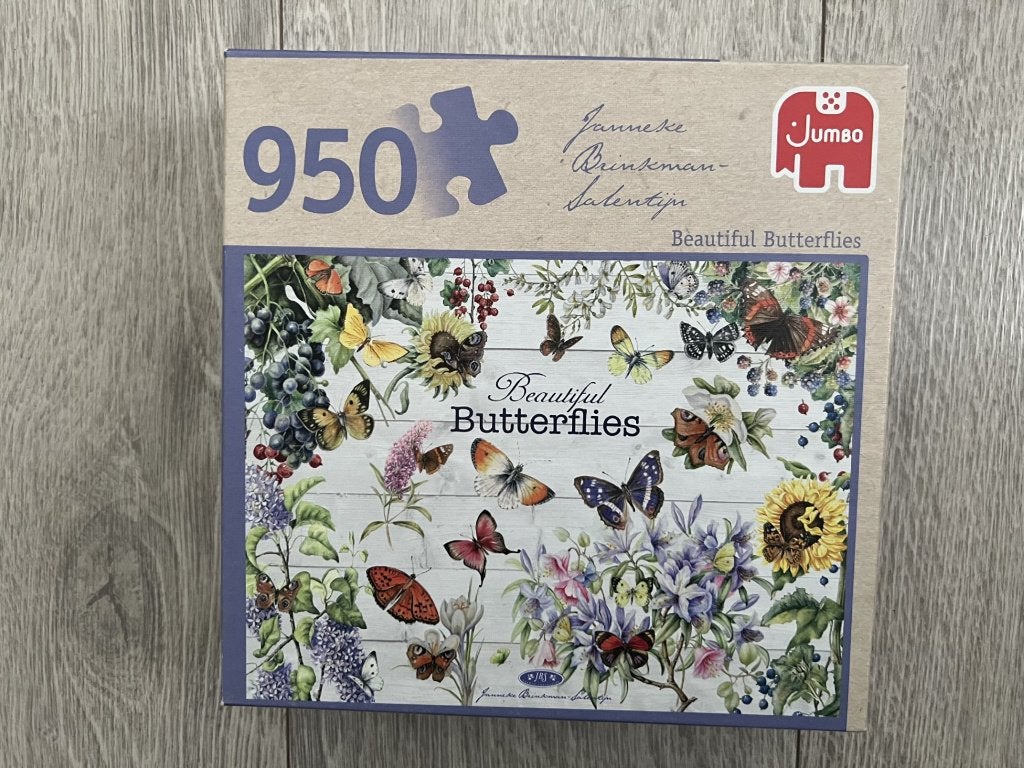 Legpuzzel Janneke Brinkman - butterflies - 950 stukjes, Ophalen of Verzenden, 500 t/m 1500 stukjes, Zo goed als nieuw, Legpuzzel