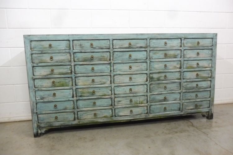 Ladenkast shabby chic blauw groen, Huis en Inrichting, 5 laden of meer, 150 tot 200 cm, Nieuw, Ophalen of Verzenden
