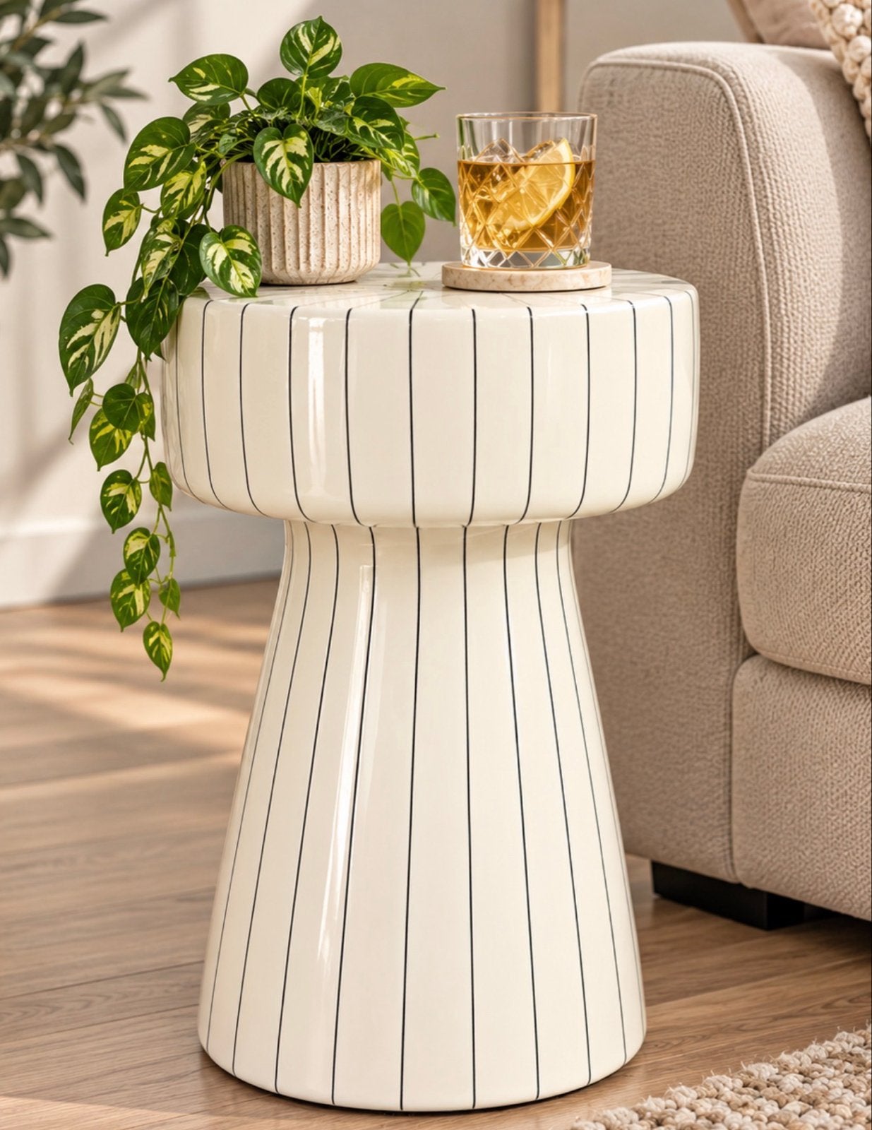 Light&Living Bijzettafel 29x47cm - Steun zwerfhonden, Huis en Inrichting, 45 tot 60 cm, Overige materialen, Minder dan 55 cm, Rond