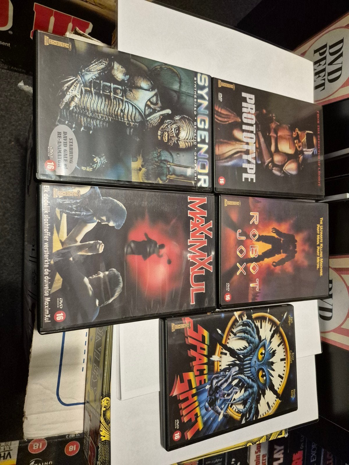 5x Sci-Fi DVD: Robot Jox, Prototype, Syngenor, Maximxul,, Gebruikt, Vanaf 16 jaar, Nederlands, Ophalen of Verzenden