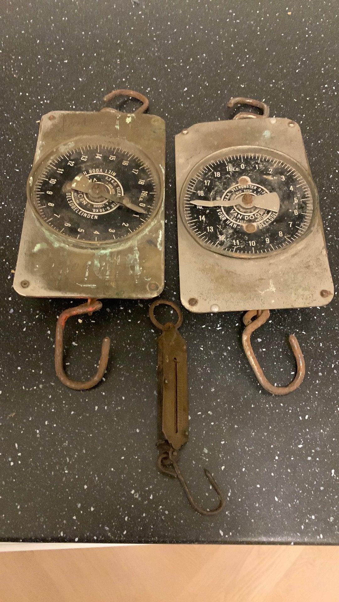 Veerweegschaal  3 x unster Van Doorn weegschaal vintage, Ophalen of Verzenden