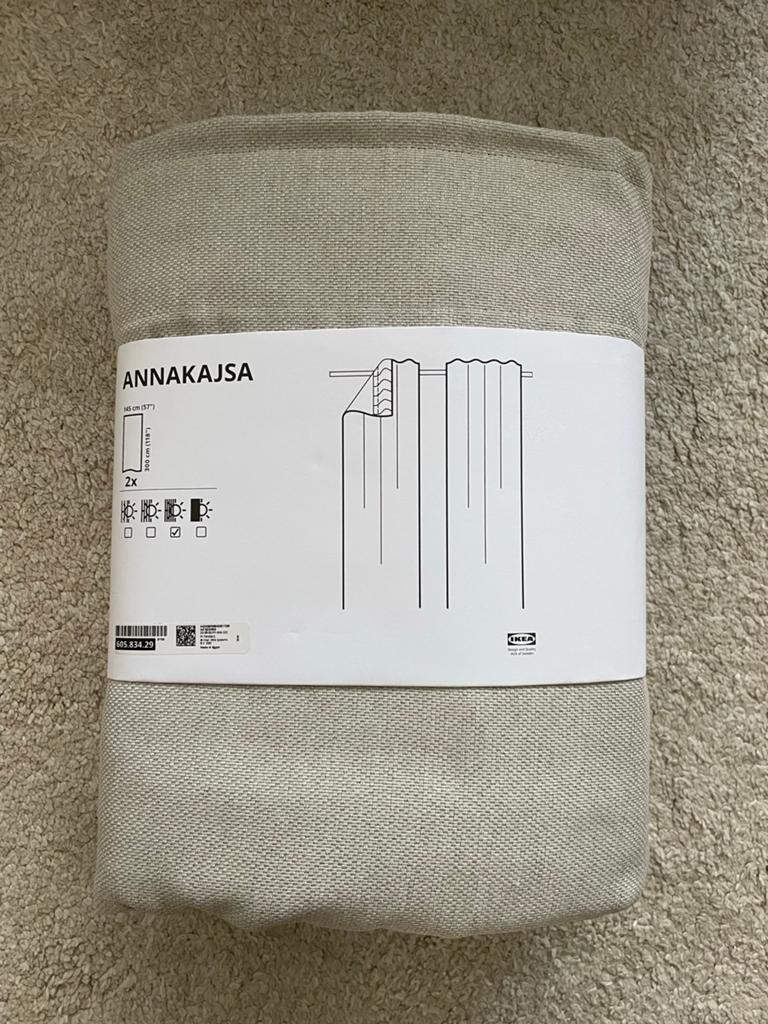 IKEA ANNAKAJSA Gordijnen Beige Bruin 145x300 cm (2 stuks), Huis en Inrichting, 100 tot 150 cm, 200 cm of meer, Beige, Ophalen of Verzenden
