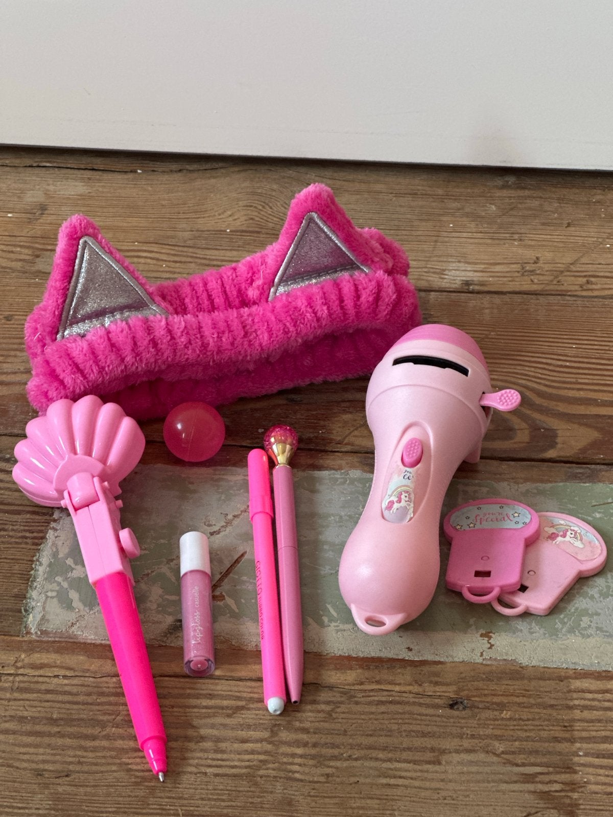 Roze Meiden Set: Unicorn Zaklamp, Haarband, Lipgloss & Meer, Ophalen of Verzenden, Gebruikt, Meisje