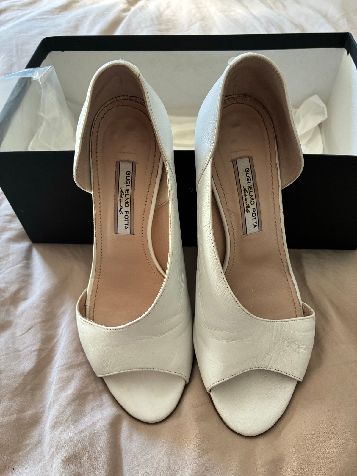 Guglielmo Rotta Witte Peeptoe Pumps (trouwschoenen) Maat 36, Ophalen of Verzenden, Gedragen, Wit, Pumps