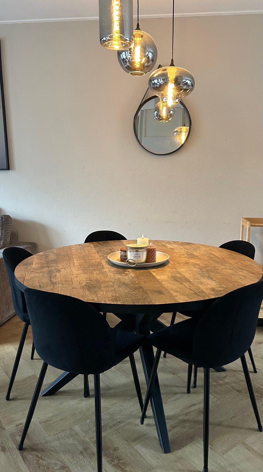 Ronde eettafel, Huis en Inrichting, Tafels | Eettafels, Ophalen, Zo goed als nieuw, Rond, 100 tot 150 cm