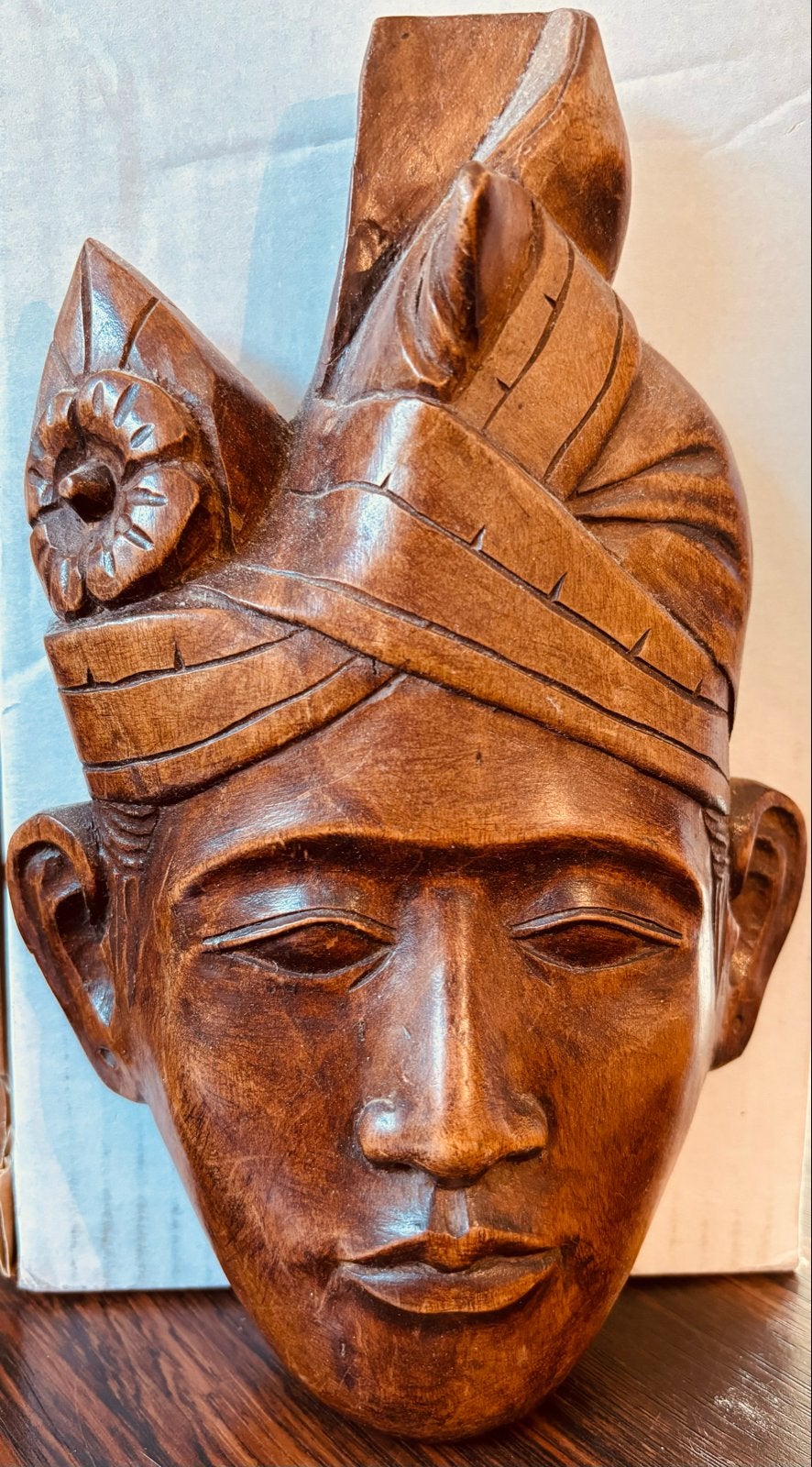 Uniek handgesneden houten hoofd uit Indonesië (voor 1950), Houtsnijwerk, Ophalen of Verzenden, Handgemaakt, 20 - 50 cm