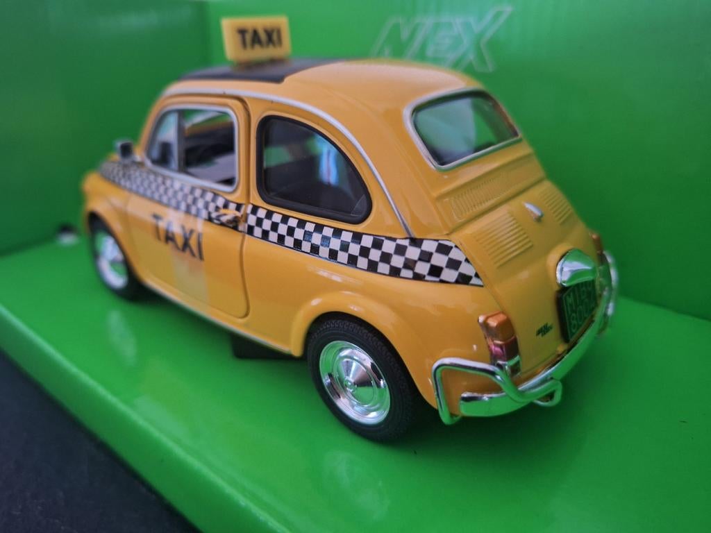 Fiat 500 Taxi Schaal 1:24, Hobby en Vrije tijd, Modelauto's | 1:24, Auto, Nieuw, Ophalen of Verzenden, Welly