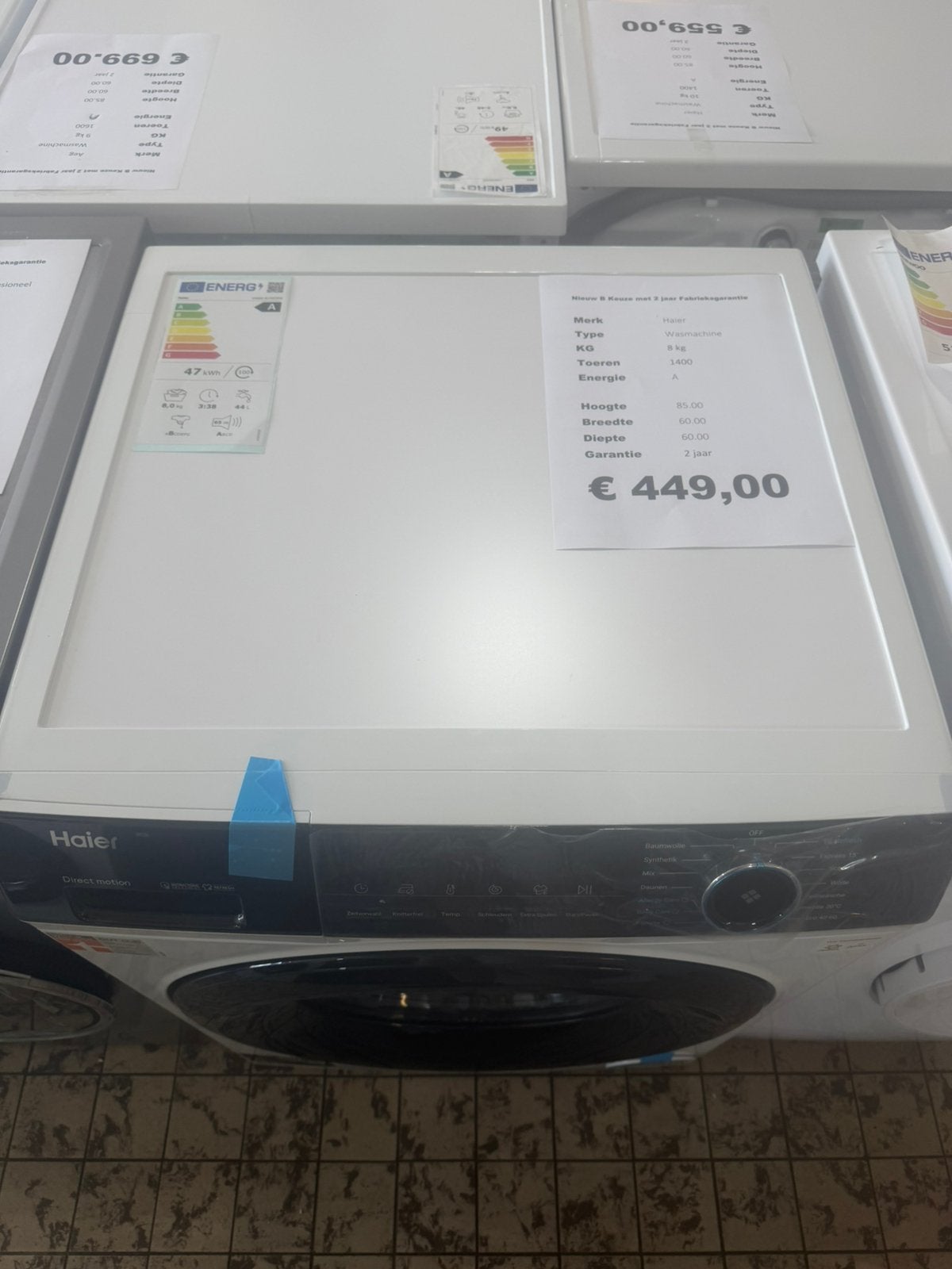 Haier wasmachine 8kg nieuw 1400 toeren, Witgoed en Apparatuur, Ophalen, Minder dan 85 cm, 8 tot 10 kg, Haier