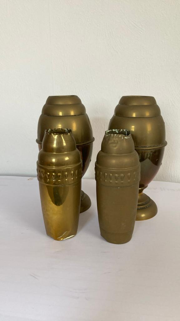 Set van 4 Koperen Vazen - Vintage Decoratie, Ophalen of Verzenden