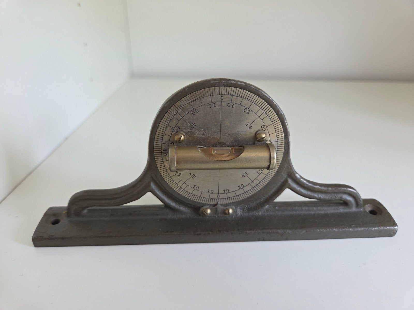 Unieke Antieke Gietijzeren Inclinometer & Waterpas, Ophalen of Verzenden