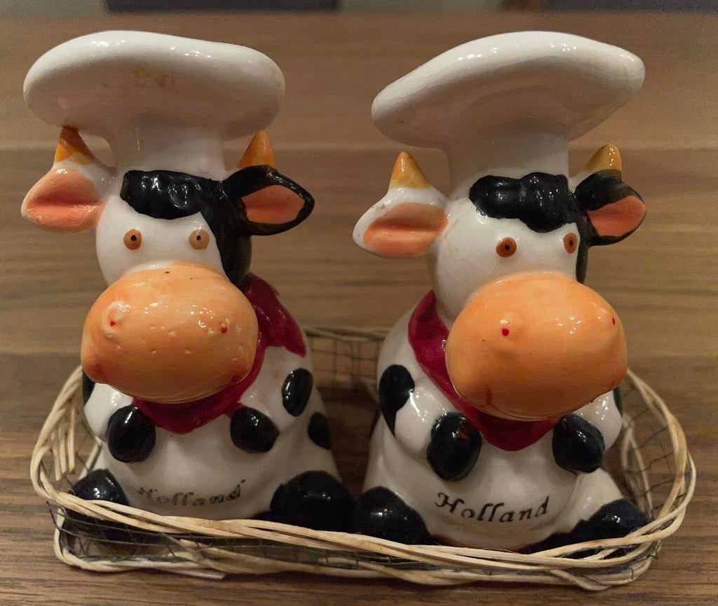 Peper en zout zoutstel setje koe koeien holland zoutset set, Ophalen of Verzenden, Zo goed als nieuw
