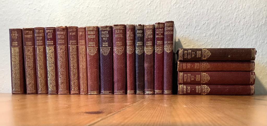 Charles Dickens, 15 volumes, red leather, 1930, Verzenden, Charles Dickens