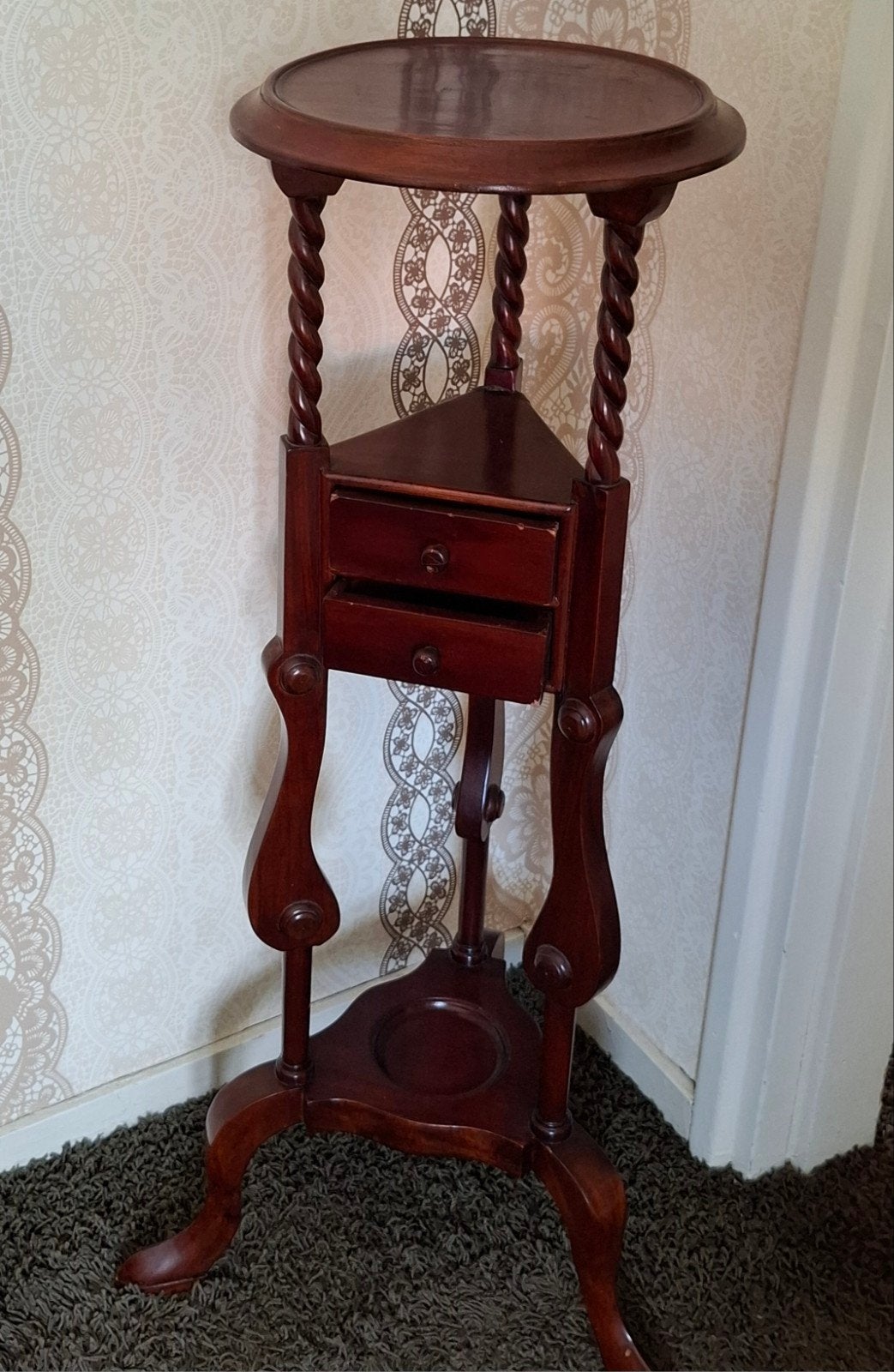 Antieke mahoniehouten plantentafel / gueridon met lades, Ophalen of Verzenden
