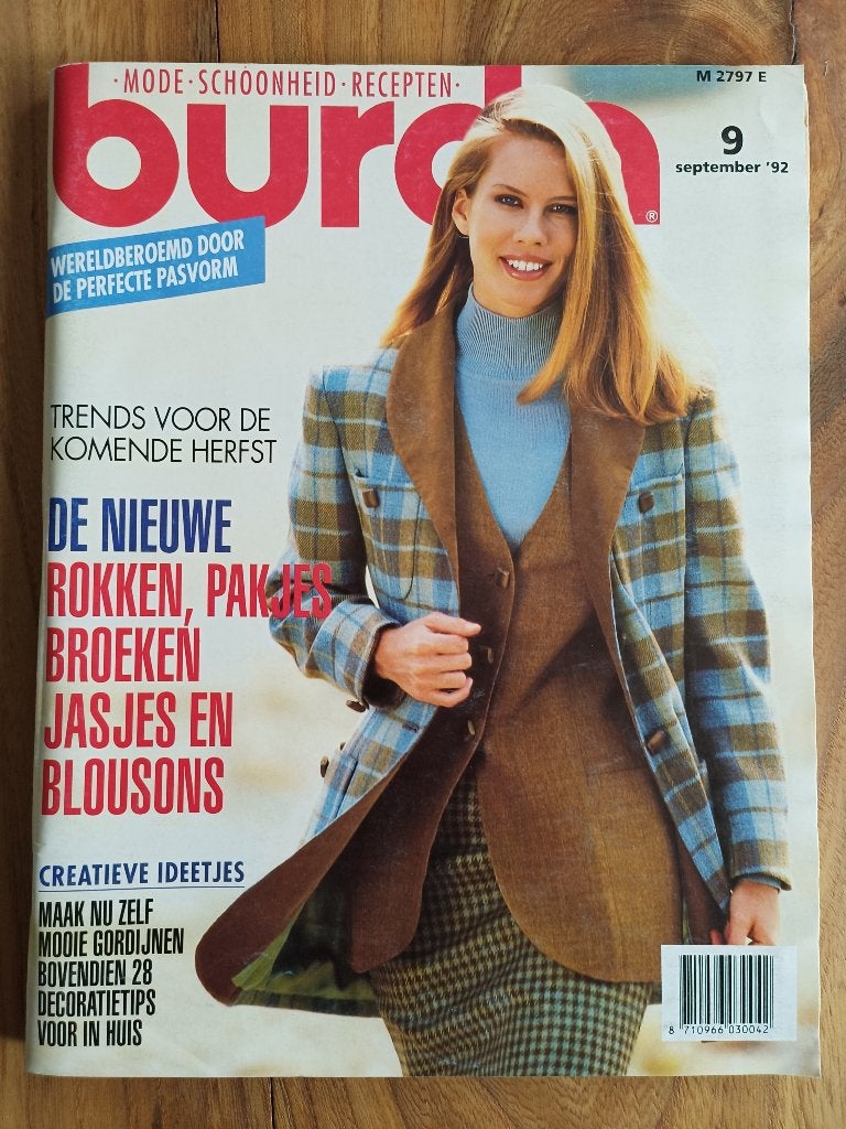 Burda september 1992 rokken, pakjes, broeken, jasjes, Hobby en Vrije tijd, Kledingpatronen, Ophalen of Verzenden, Zo goed als nieuw