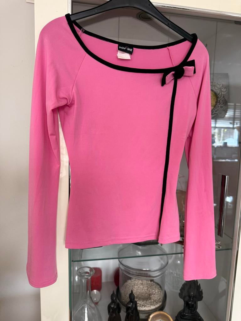 Roze top met lange mouwen en strik Paper Doll M, Kleding | Dames, Maat 38/40 (M), Ophalen of Verzenden, Zo goed als nieuw, Lange mouw