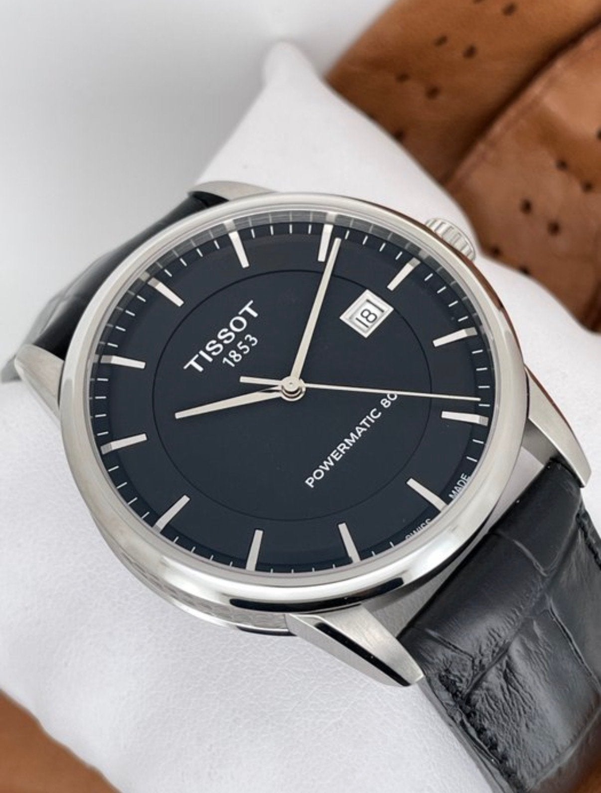 Tissot Powermatic 80 Herenhorloge - Zo goed als nieuw, Overige merken, Leer, Staal, Polshorloge