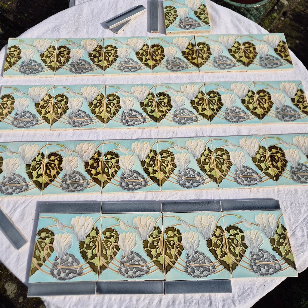 47 Jugendstil wandtegels opgelegde afbeelding witte bloem, Antiek en Kunst, Ophalen