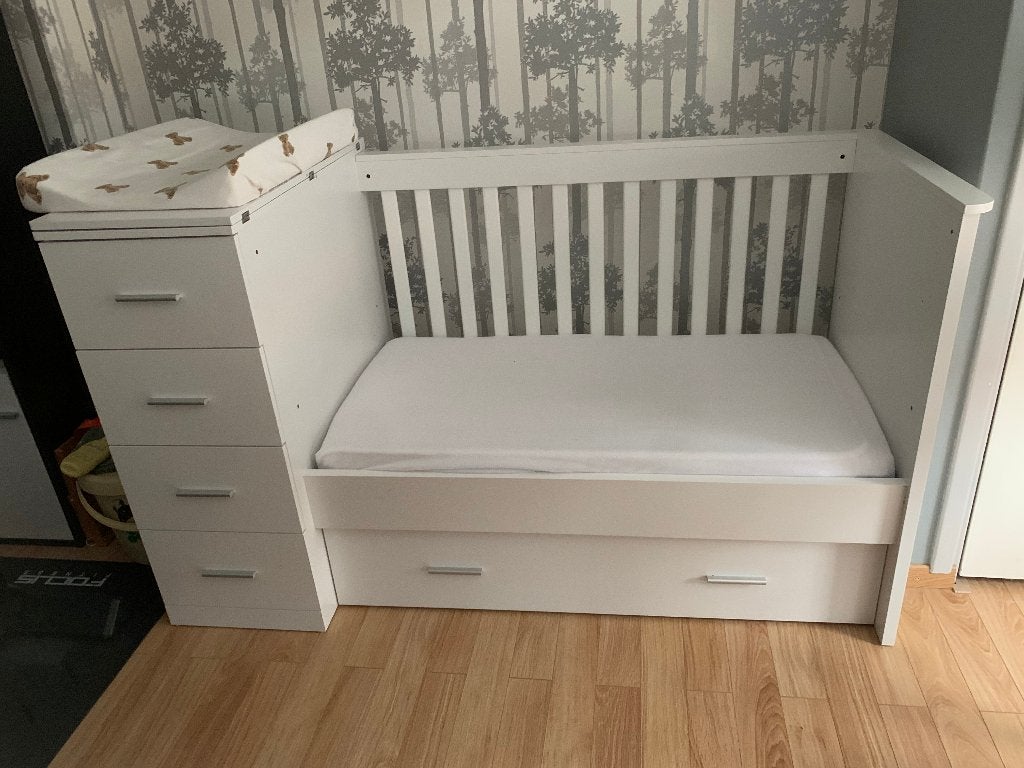 Cabino Combi Ledikant, matrasmaat 120 x 60 cm, wit, Ophalen, Zo goed als nieuw, Ledikant