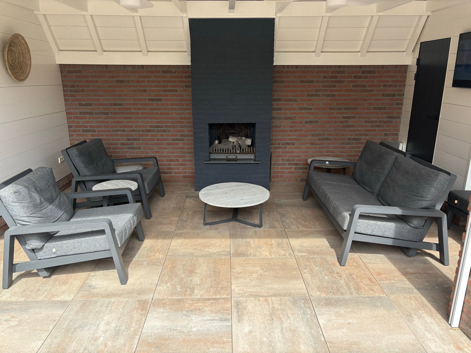 Luxe loungeset, aluminium, comfortabel + 3 bijzettafeltjes, Tuin en Terras, Tuinsets en Loungesets, Ophalen, 5 zitplaatsen, Aluminium