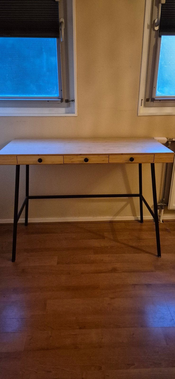 Ikea LILLÅSEN bamboe bureau met lades, Ophalen, Met lades, Gebruikt, Hout