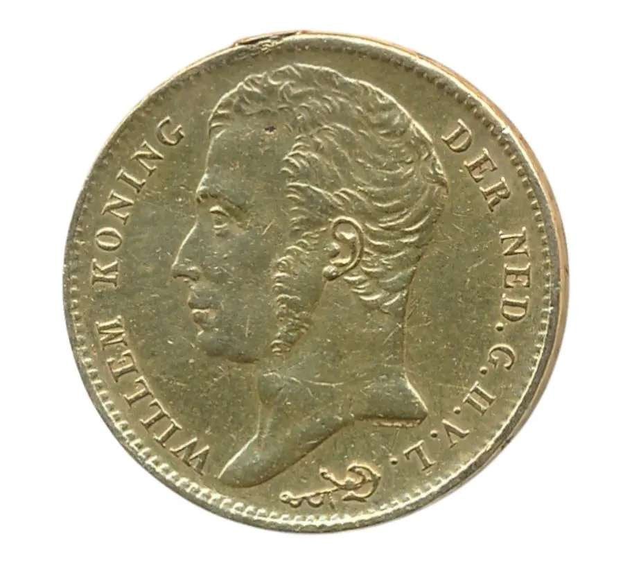 Nederland Gouden tientje 1825 B Willem 1, Postzegels en Munten, Ophalen of Verzenden, Goud